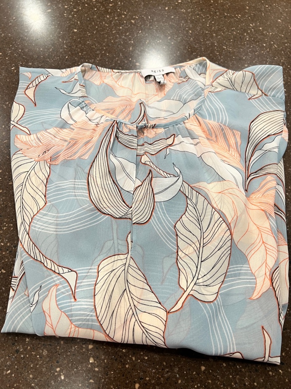 Reiss sheer leaf print blouse with Long-Sleeves - Picture 3 of 10